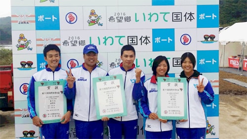 滋賀県成年代表で入賞した選手たち（向かって左から石田（誠）選手、石田（尚）選手、福井選手）