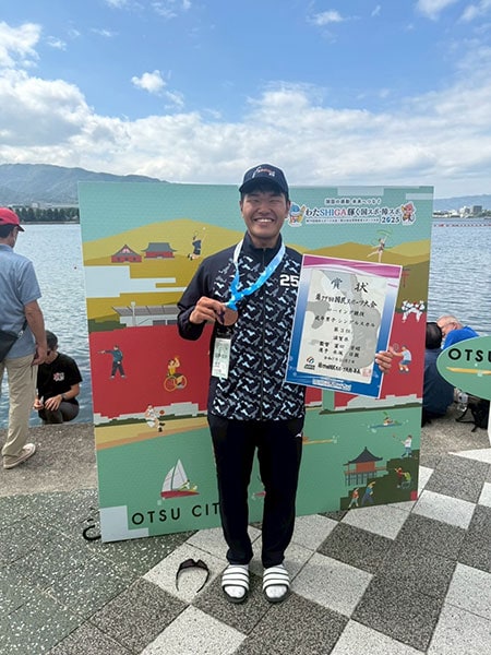 シングルスカル表彰式後の永坂選手