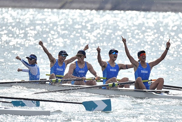 舵手付きフォア決勝レース直後の様子