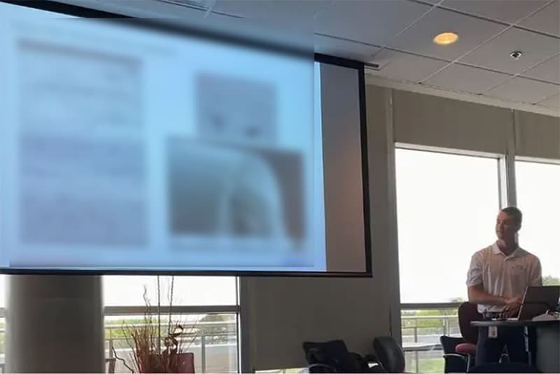 To foster interest in the technology and innovation that North Alabama is known for, an employee from the Decatur Plant gave a presentation at a local university. He explained the history of carbon fiber development and gave an overview of the Toray plant’s business activities. (Toray Composite Materials America, Inc.)