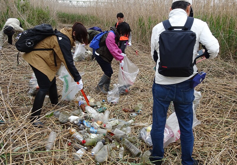 Plastic bottles and other waste were easy to find.