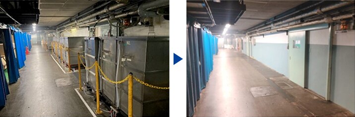 Example of work made safer by improving movement pathways by removing unnecessary items