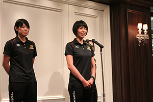懇親会での峯村選手からの挨拶